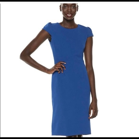 Betsey Johnson Blue Puff Sleeve Sheath Dress ocean blue size 14 - Picture 13 of 13